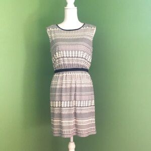 LOFT‎ black and cream sleeveless mini dress medium